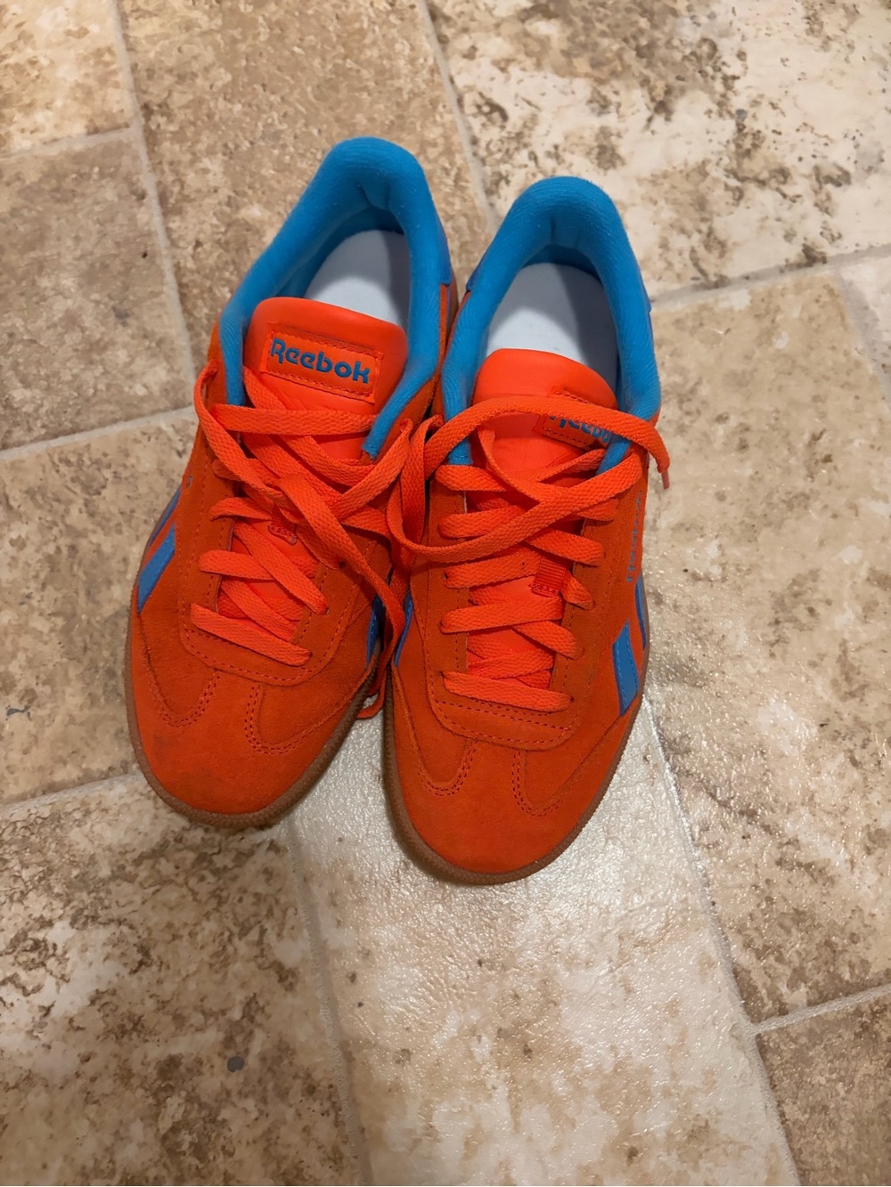 Reebok unisex Bright Orange Sneakers with Blue Accents